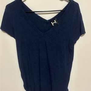 EUC H by Bordeaux Blue Short Sleeve Tee with V-Neck